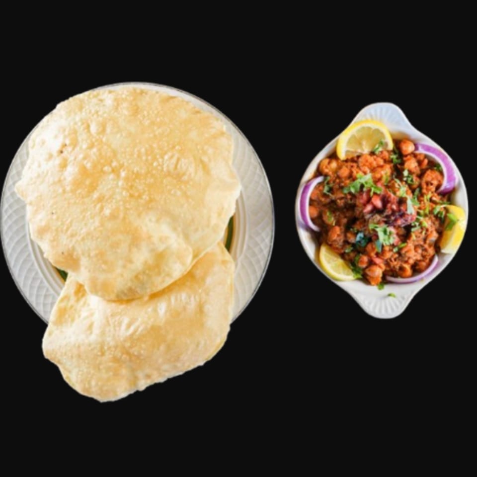 Kalia Indian Cuisine's chole bhature, with fluffy fried bread and spicy chickpea curry.